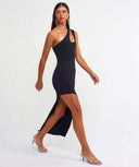 YIRTMAÇ DETAYLI ELBİSE